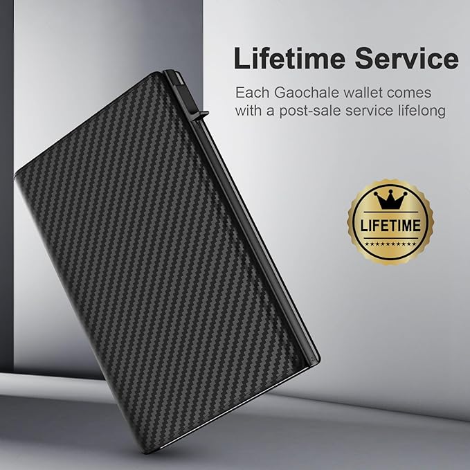 GAOCHALE Wallet for Men Pop up Card Holder, Smart, Slim, Minimalist Design for Front Pocket, Premium RFID Blocking, 10-14 Card Capacity | ID Window | Cash Slot(Carbon)