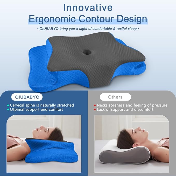Pain Relief Cervical Pillow for Neck Support, Adjustable Ergonomic Pillow Cozy Sleeping, Odorless Orthopedic Memory Foam Pillows, Contour Bed Pillow for Side Back Stomach Sleeper