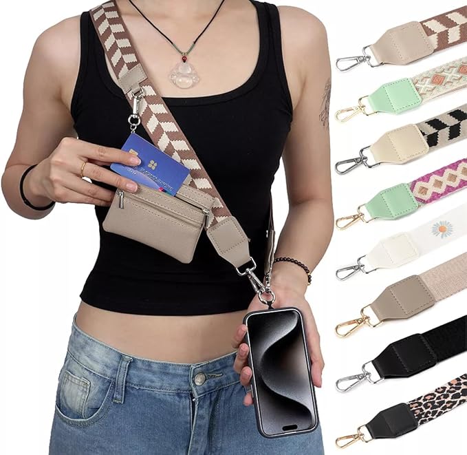 Crossbody Body Phone Holder for Women, New Phone Strap with Zippered Pouch, Adjustable Crossbody Strap (Brown)