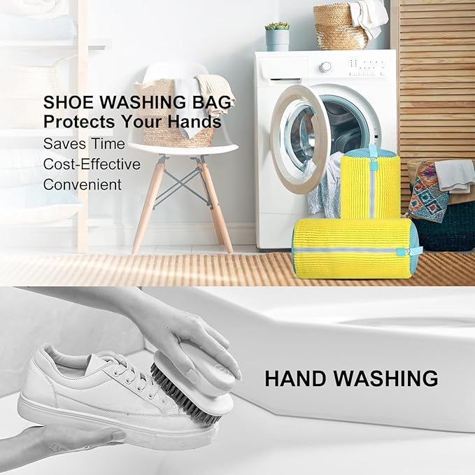 Shoe Bag for Washing Machine 2PCS, Reusable Laundry Shoe Bag for Washer & Dryer-Durable, All-Round Protection for Sneakers, Trainers, Casual Shoes