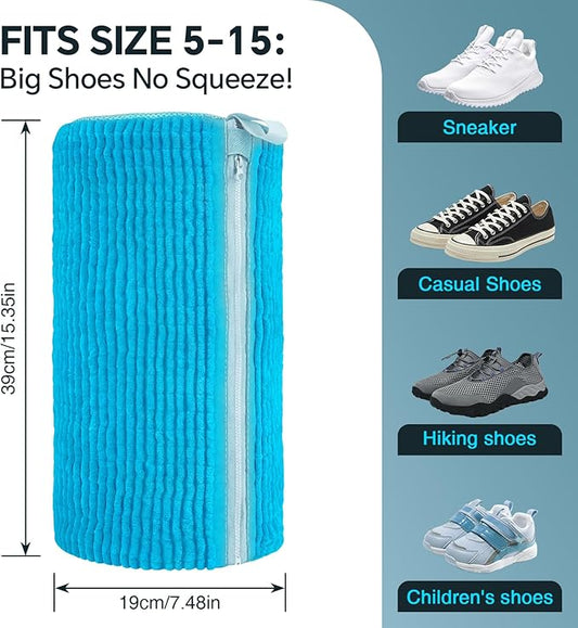 Shoe Washing Machine Bag: 2 Pack Reusable Shoes Cleaning Bags, Heavy Duty Shoe Laundry Bag for Washer & Dryer, 360° Deep Clean for Sneakers Tennis Shoes, Gifts for Women Men