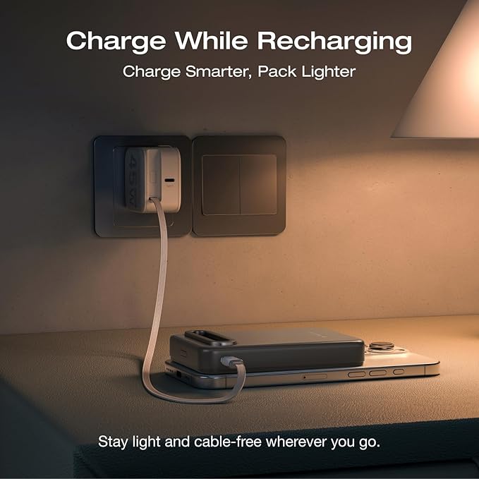 EF ECOFLOW Rapid Mag Power Bank 10,000mAh, Qi2 Certified 15W Wireless Charging, 0.6'' Ultra-Slim Magnetic Portable Charger, Fast Charging Magsafe-Compatible Battery for iPhone 17/16/15, Galaxy, Black