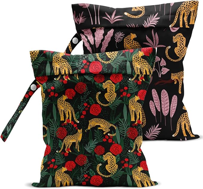 2 Pcs Wet Bag, Wet Dry Bag, Wet Bag for Swimsuit, Travel, Beach, Pool, Diapers, Dirty Yoga Gym Clothes, Toiletries, Makeup Bag, Banana Fruit Decor Banana Lover Gift for Women s.