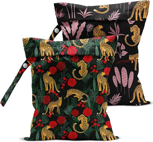 2 Pcs Wet Bag, Wet Dry Bag, Wet Bag for Swimsuit, Travel, Beach, Pool, Diapers, Dirty Yoga Gym Clothes, Toiletries, Makeup Bag, Banana Fruit Decor Banana Lover Gift for Women s.