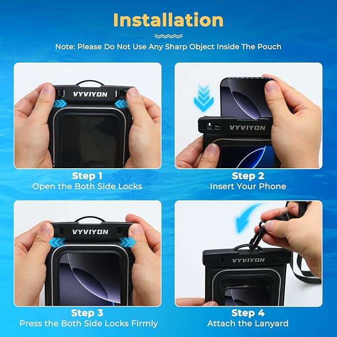 Floating Waterproof Phone Pouch IPX8 Cellphone Dry Bags for Vacation Beach Pool Kayak Cruise Travel Essentials,Waterproof Phone Case for iPhone 16 15 Pro Max, Samsung S25 Ultra S24-2 Pack 8.0"