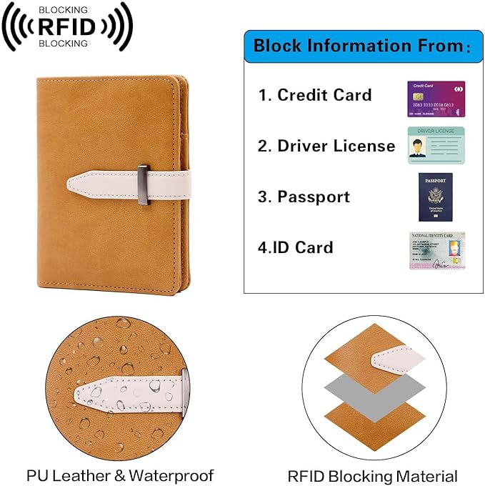 Passport Holder with Airtag for Women/Men,Airtag Passport Wallet for Travel,Cute Passport Holder Rfid Blocking,Travel Wallet for Cards Passport Cover Case (Coffee)