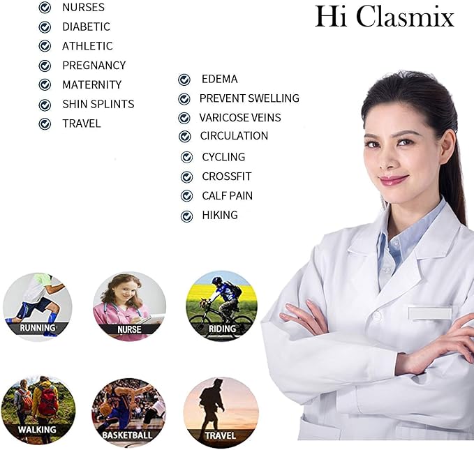 Graduated Compression Socks for Women&Men 20-30mmhg Knee High Socks Travel Hiking Running Stocking