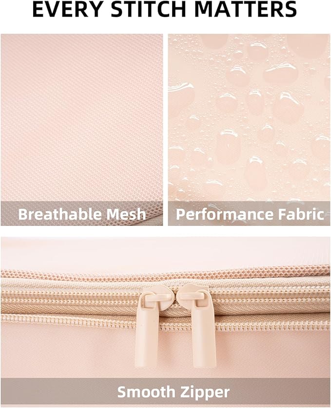 6 Set Compression Packing Cubes for Travel, Large Medium Small Luggage Organizers, Storage Bags for Clothes (6 Pack, Mist Khaki)