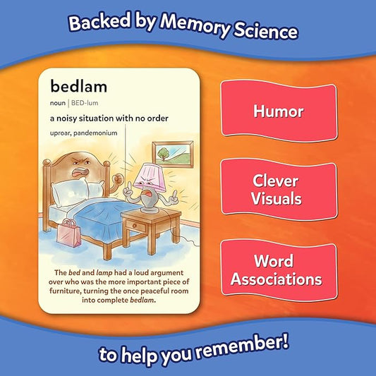 Skillmatics Vocabulary Flash Cards for SAT Prep – Learn 100 Words with Wordplay, Visuals & Soundplay, Study Aid & Educational Gift for Ages 12, 13, 14 & Up, Screen-Free Language Game