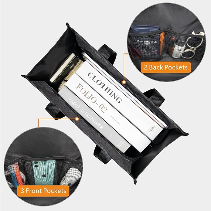 TOPDesign Utility Water Resistant Tote Bag with 13 Pockets, Top Zipper Closure & Thick Bottom Support, for Working Women