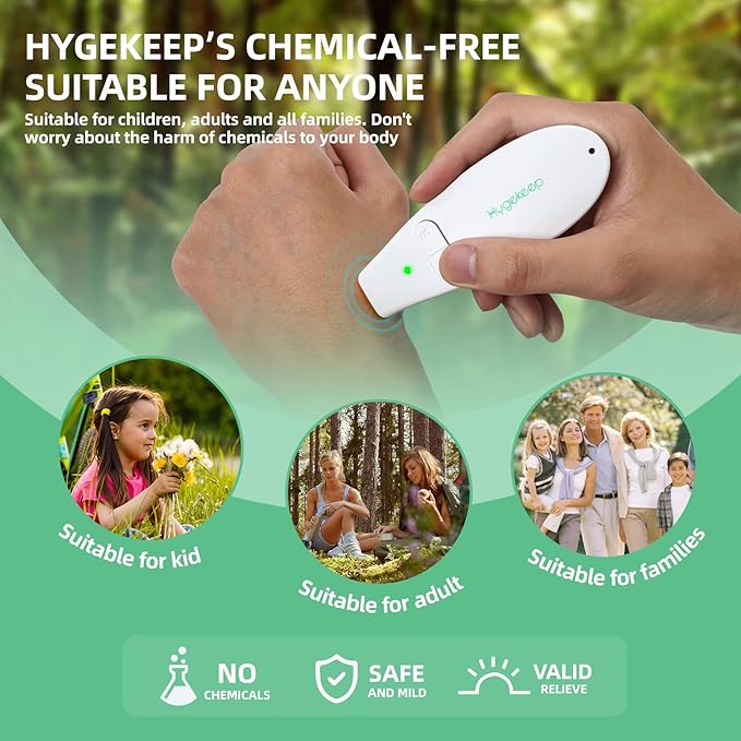 Insect Bite and Sting Relief, Fast Symptom Relief for Itch Pain Swell of Mosquito Bee Wasp Bites, No Odor & Residue, Suitable Kids All Families, Chemical-Free Treatment, White, Count: 1