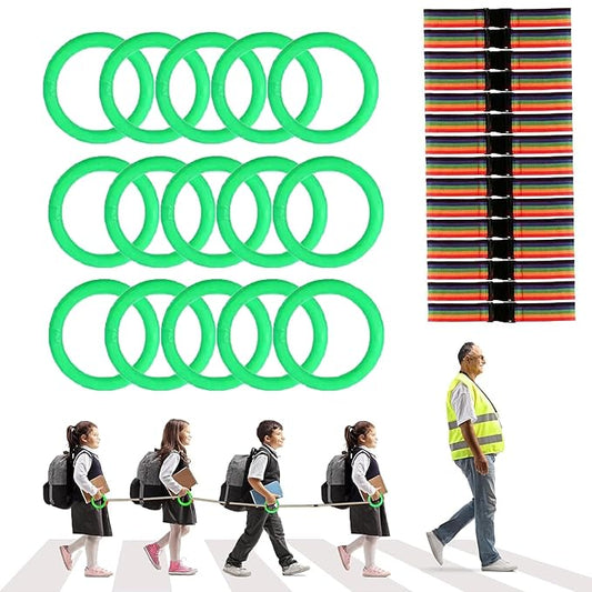 15/20 Sets Walking Rope for Preschool Colorful Toddler Leash for walking in line,Kids Handles Safety Line Wrist Leashes Detachable Transition Rope for Children's School Kindergarten Outdoor Supplies (Green, 15 sets)