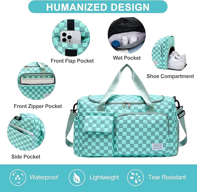 Small Gym Bag for Women, Travel Duffle Bag Carry On Weekender Bag with Shoe Compartment