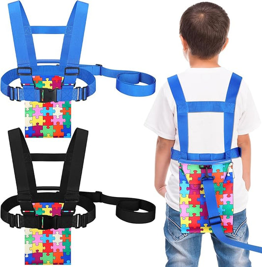 Kanayu 2 Pcs Safety Harness Leash for Special Needs Child Walking Harness for Kids Older with Handle Pouch for Autism Adhd