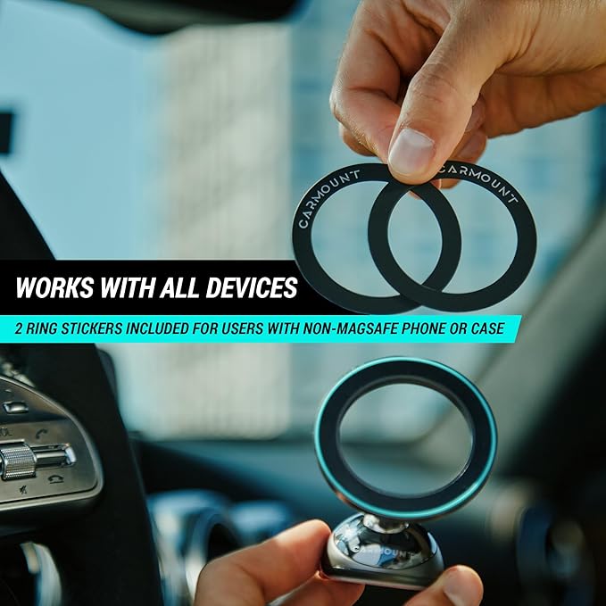 CARMOUNT F3 MagSafe Car Mount | All-Metal Magnetic Phone Dashboard Holder with N52 Magnets Super Strong Hold | 360° Rotation | Universal Compatibility for iPhones Pro Max & All Devices