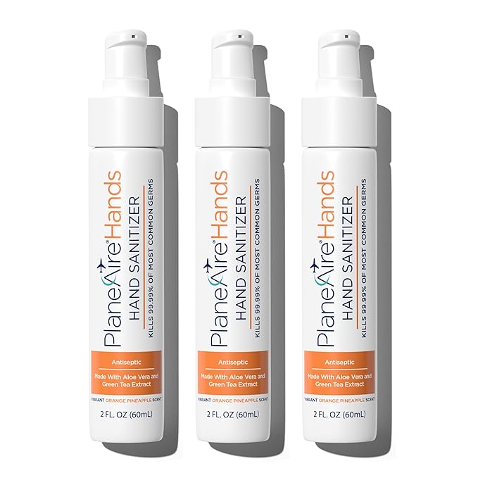 Orange Pineapple Gel Hand Sanitizer | Soothing, Moisturizing, Hydrating | Tropical Scent | Essential Oils, Green Tea Extract, Aloe, and Vegan Glycerin | TSA-Approved Travel Essential | 3-pack