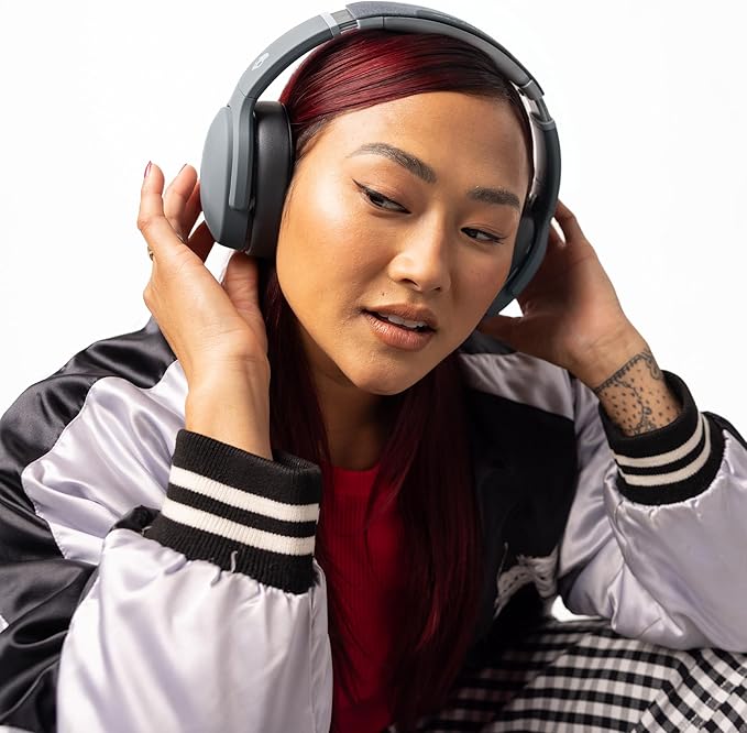 Skullcandy Crusher Evo Wireless Bluetooth Headphones with Extra USB-C Charging Cable, Multi-Sensory Bass, Noise Isolating Over-Ear Fit, 40 Hours Battery, Microphone for iPhone Android - Chill Grey