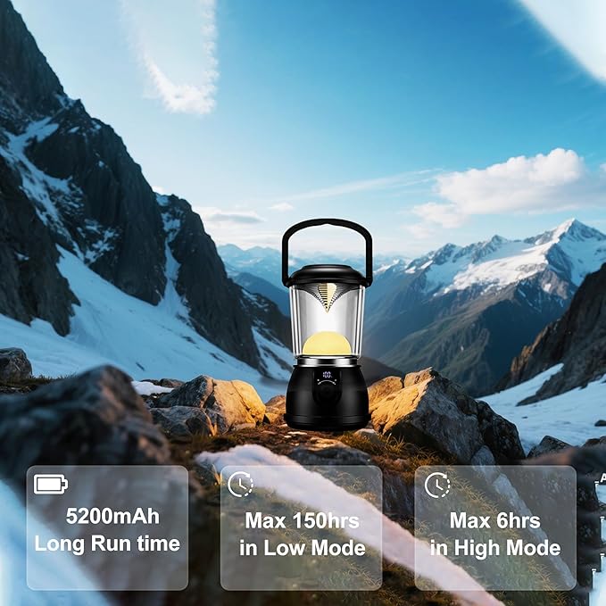 Camp Lantern, Led Camping Lantern Rechargeable 300 Lumen, Lanterns for Power Outages Lantern Camping Lights & Lanterns USB C 5V/2A IPX5 Waterproof for Outdoor Fishing Emergency