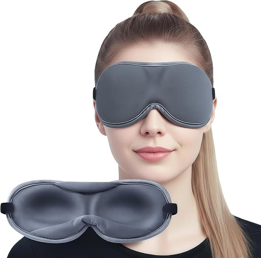 Ultra-Thin 3D Sleep Mask for Side Sleepers, Men, Women, Lash Extensions – Soft, Breathable and Lightweight Blackout Sleeping Eye Mask for Travel, Naps, Airplane, Adjustable, Mens (Gray)
