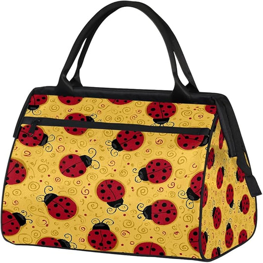 Large Travel Duffle Bag for Women Men,Waterproof Weekender Overnight Bag Carry on Tote Bags for Gym Sport Business Trip,Cute Ladybugs Duffel Bags