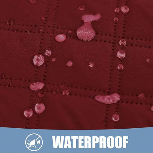 Smiry Waterproof Dog Bed Cover Pet Blanket, Soft Washable Dog Blanket for Furniture Bed Couch Sofa Reversible, Checkered (40"x80", Wine Red/Beige)