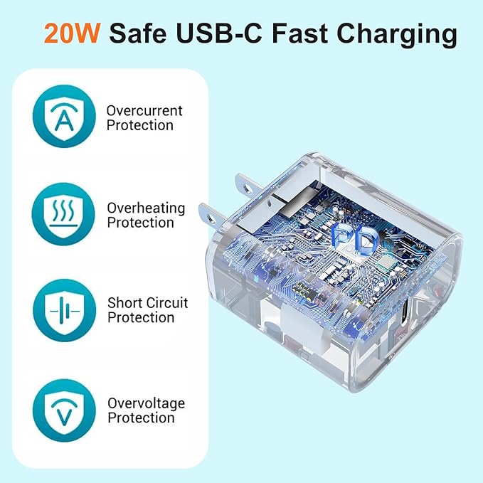 10FT iPhone 16 15 Charger Fast Charging,2Pack 20W Type C Chargers USB C Block 10Foot USB C to USB C Woven Cable, Apple i Phone 16 Charger for iPhone 16/16 Plus/16 Pro/16 Pro Max/iPhone 15 Pro Max/iPad