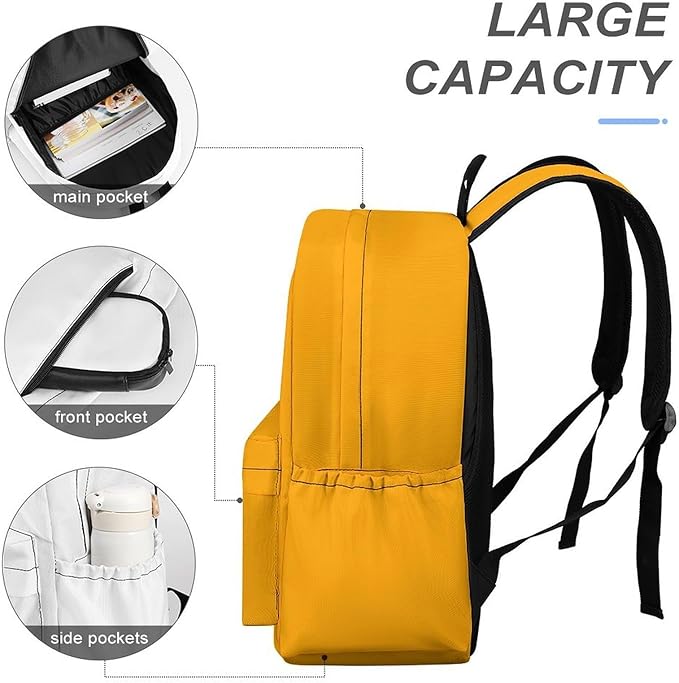 Orange Backpack Adult Travel Daybag for Women Men College Backpack for Vacation Hiking Camping Bag