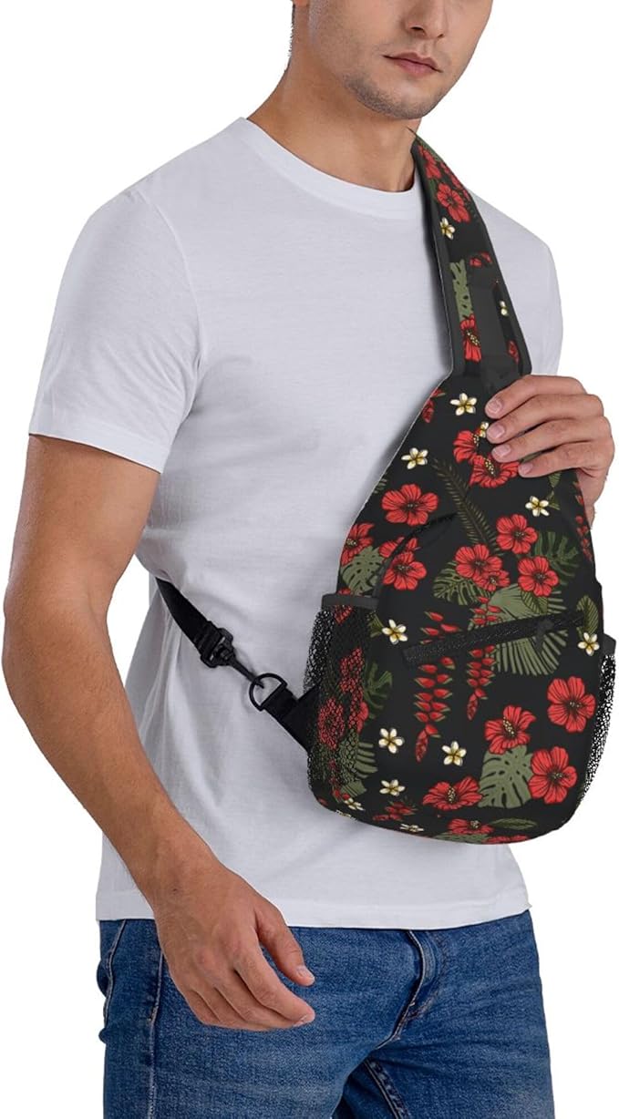 Hawaii Tropical Palm Sling Backpack Crossbody Bag Casual Chest Bags Travel Hiking Daypack Shoulder Bag for Women Men