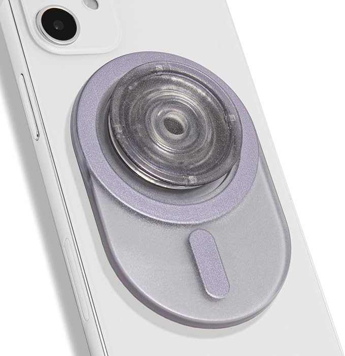 Oval Magnetic Phone Grip – MagSafe Compatible, Translucent Design, Slim and Lightweight, Grip and Stand for iPhone (Black)