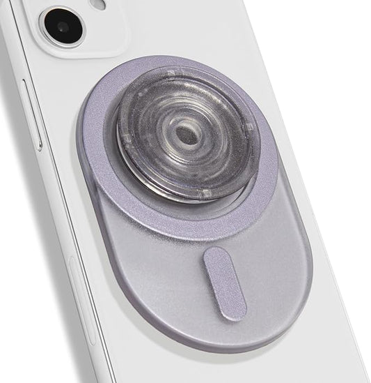 Oval Magnetic Phone Grip – MagSafe Compatible, Translucent Design, Slim and Lightweight, Grip and Stand for iPhone (Black)