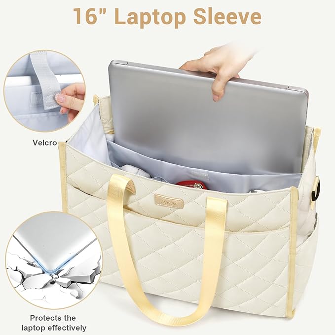 IBFUN Utility Tote Bag with 14/24 Pockets Zip Top Teacher Tote Bag for Teacher/Work Women