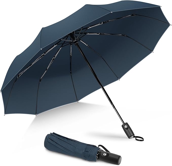 ZOMAKE Travel Umbrella Compact - 10 Ribs Portable Collapsible Umbrellas for Rain Windproof - Paraguas Automatic Small Folding Umbrella Lightweight Packable Umbrella for Women Men