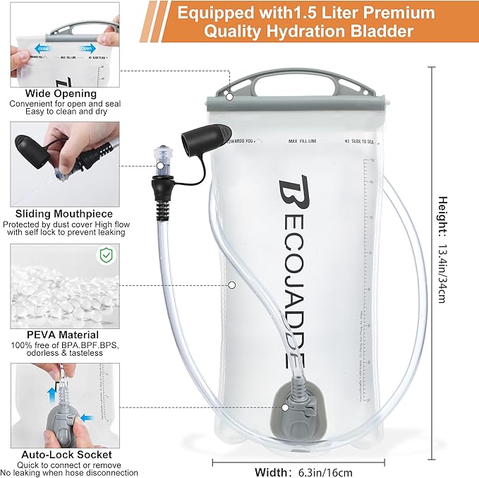 BECOJADDE Running Vest Hydration Backpack for Men Women, 5L Lightweight Running Backpack Hydration Pack for Marathon, Trail, Cycling, Hiking, Jogging