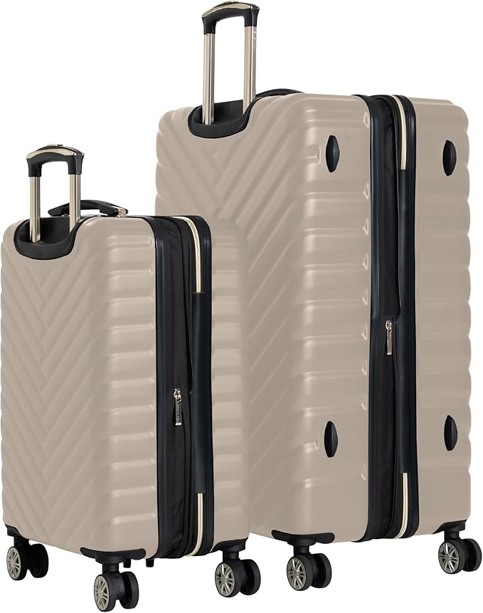 Kenneth Cole REACTION Madison Square Lightweight Hardside Chevron Expandable Spinner Luggage, Taupe, 2-Piece Set (20" & 28")