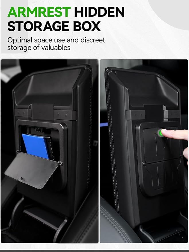 7PCS Center Console Organizer Tray for 2024 2025 Tesla Model 3 Accessories, Armrest Hidden Storage Box Cup Holder Charger Pad for Tesla Model 3 Highland