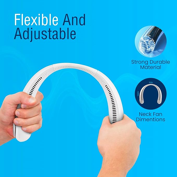 NEXAIR Portable Neck Fan -3 Speed Rechargeable Bladeless Neck Cooler, Quality Comfortable Lightweight, Personal Neck Fan For Women & Men Modern Design, Great Cooling Fan For Travel, Outdoors & Sports