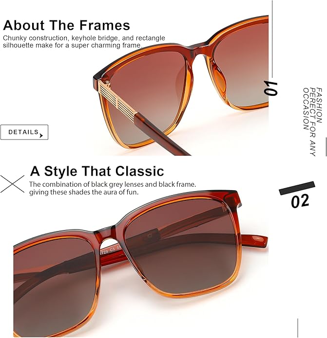 SIPHEW Oversized Square Sunglasses for Women|Lightweight Fashion Sunglasses 100% UV400 Protection|Trendy Mirrored Shade