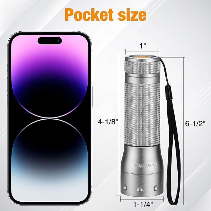 EverBrite Mini Flashlight, Zoomable LED Flash Light, 3 Modes, 3AAA Batteries Included, Handheld Small Flashlight for Camping, Emergency, Home – Grey