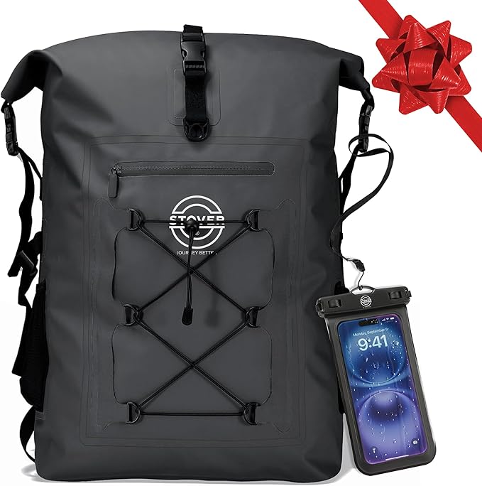 STOVER 5/10/25/30/40/55L Waterproof Dry Bag- Roll-Top Backpack w/Phone Case- Kayaking, Hiking, Camping, Boating- Men/Women