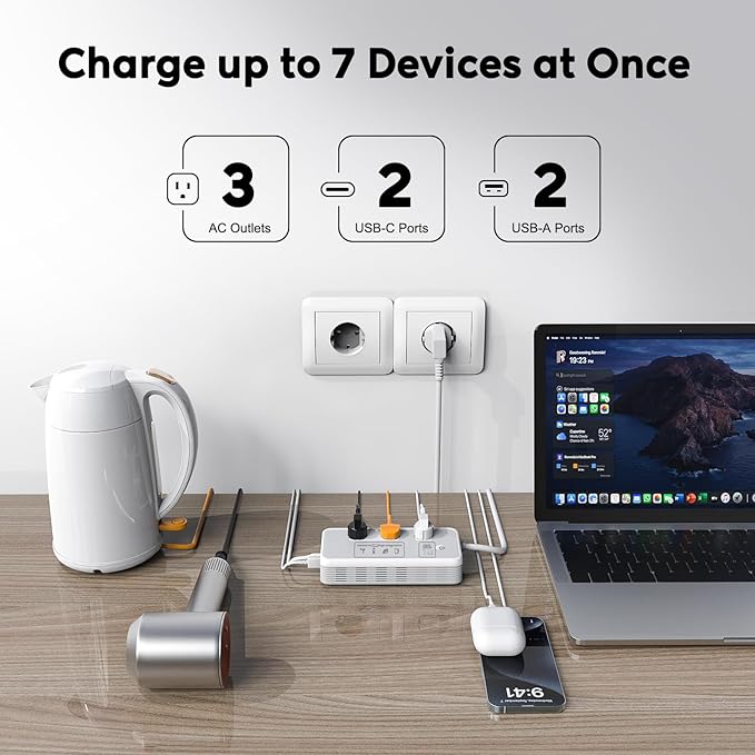 220V to 110V Voltage Converter, 2000W Adapter US to Europe International Travel, Mapambo Universal Voltage Converter with 4 USB Charger (2 USB C), 3 AC Sockets and EU/UK/AU/IT Plug Power Adaptor