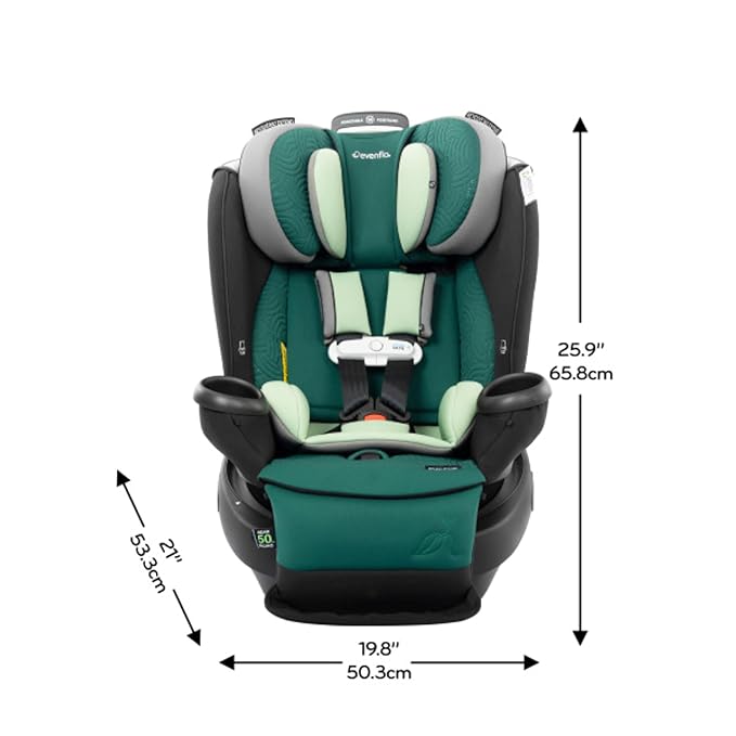 Evenflo Gold Revolve360 Extend All-in-One Rotational Car Seat with Green & Gentle Fabric (Emerald Green)