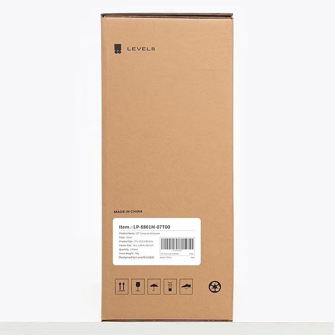 LEVEL8 Elegance Carry-on Suitcase, 20 Inch Carry on Luggage, Hardside Large Suitcases with Wheels, Tavel Bag with Tsa Lock, Olive Green