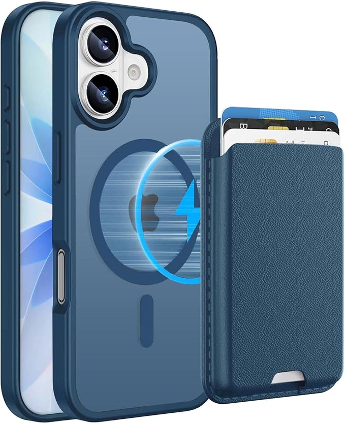 Ntwinro Magnetic for iPhone 17 Case (Compatible with MagSafe) with Detachable Wallet & Card Holder for 3 Cards [RFID Blocking] Military Grade Protective Slim Phone Cover, Deep Blue