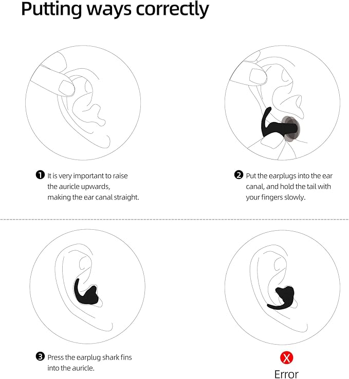 Ear Plugs - Comfy Reusable Noise-Reducing Earplugs Shark Fin Noise Cancelling Earbuds for Sleep, Deep Focus,Travel,2 Pairs/Box