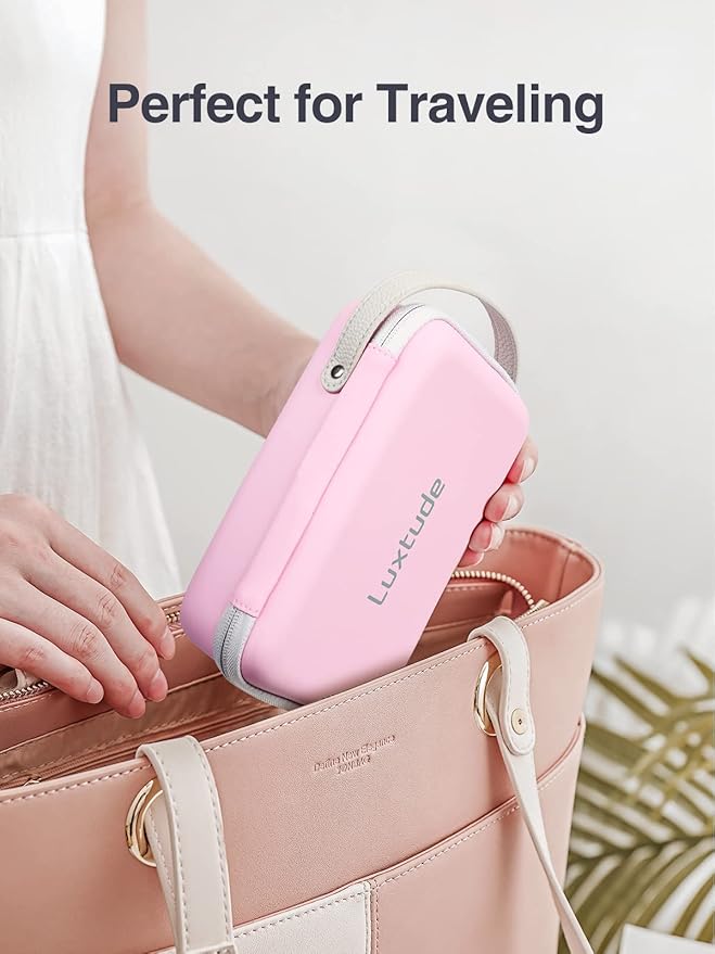 Luxtude Pink Electronics Organizer Travel Case, Tech Organizers Travel Case, Hard Charger Organizers, Portable Cable Organizer, Travel Essentials for Charger/Mouse/Cash/Card/Pen, Tech Gifts