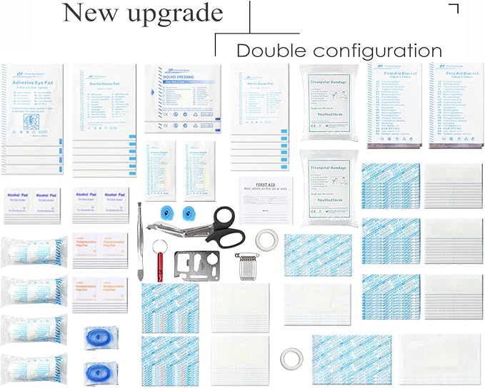 SHBC Waterproof First Aid Kit (228pcs) with All Basic or Advanced Supplies You Need. Suitable for Emergencies at Home or Outside, Travel, Home, Camping, Green