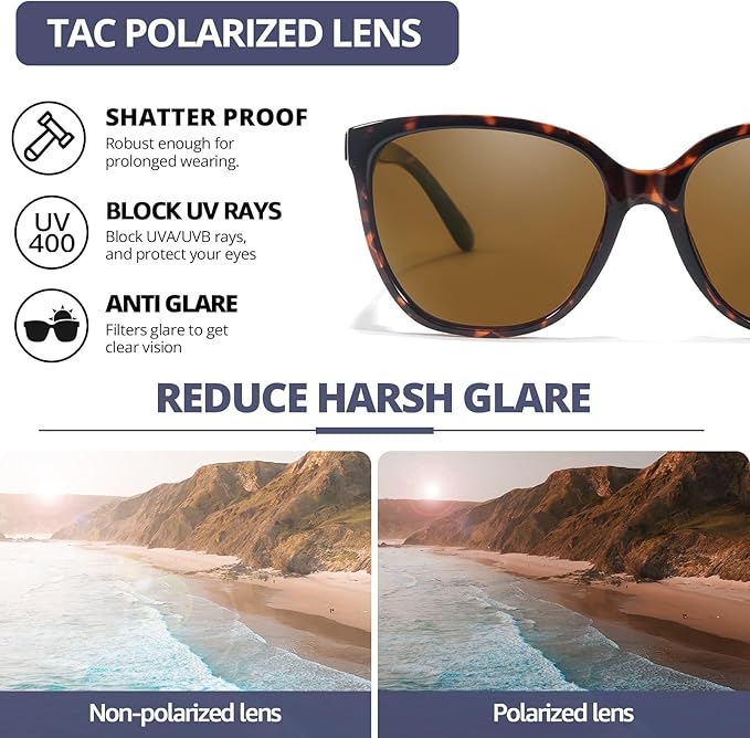 FIMILU Polarized Sunglasses for Women, Trendy Fashion Sun Glasses Square Retro Glasses UV Protection for Daily Outdoor 2pack