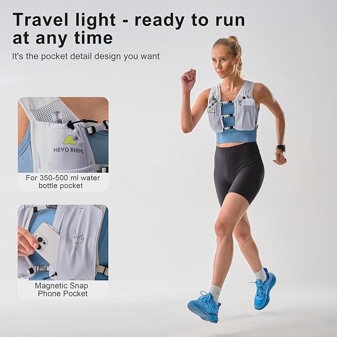 Running Vest with 350 ML TPU Soft Flask, Small Running Water Vest -Adjustable Chest Straps, Lightweight Hydration Vest Pack for Trail Marathon Hiking Cycling for Women Men Mini