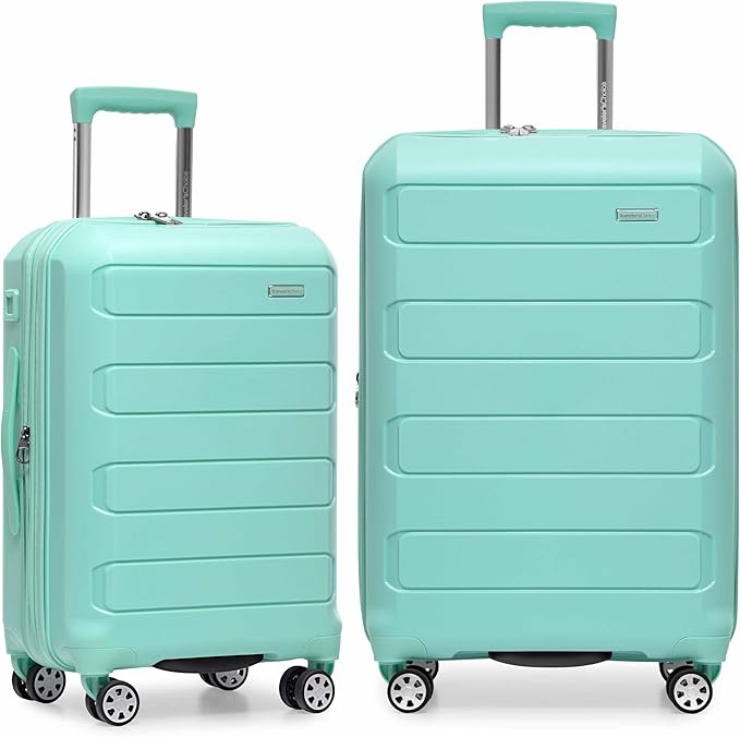 Traveler's Choice Pagosa Indestructible Hardshell Expandable Spinner Luggage, Mint, 2-Piece Set (22/26)