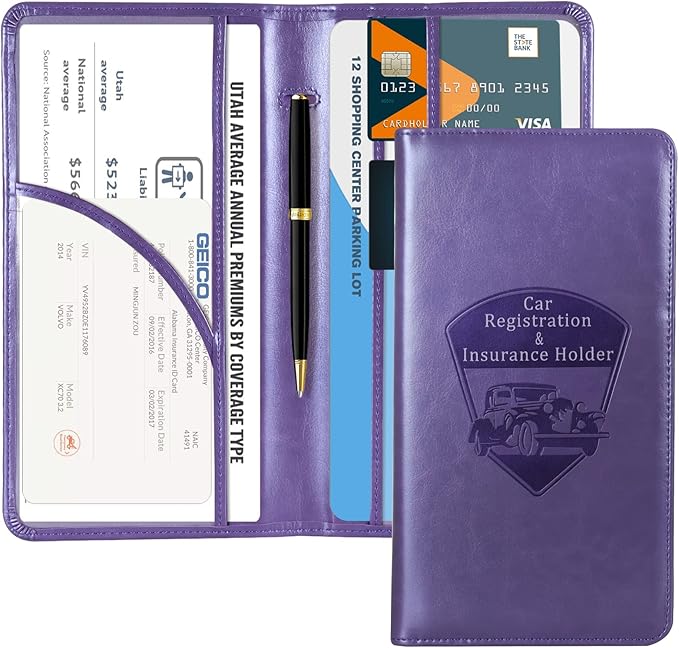 CoBak Car Registration and Insurance Holder - Vehicle Glove Box Car Organizer,Auto Truck Comparment Accessories Case with Magnetic Closure for Driver License,Cards